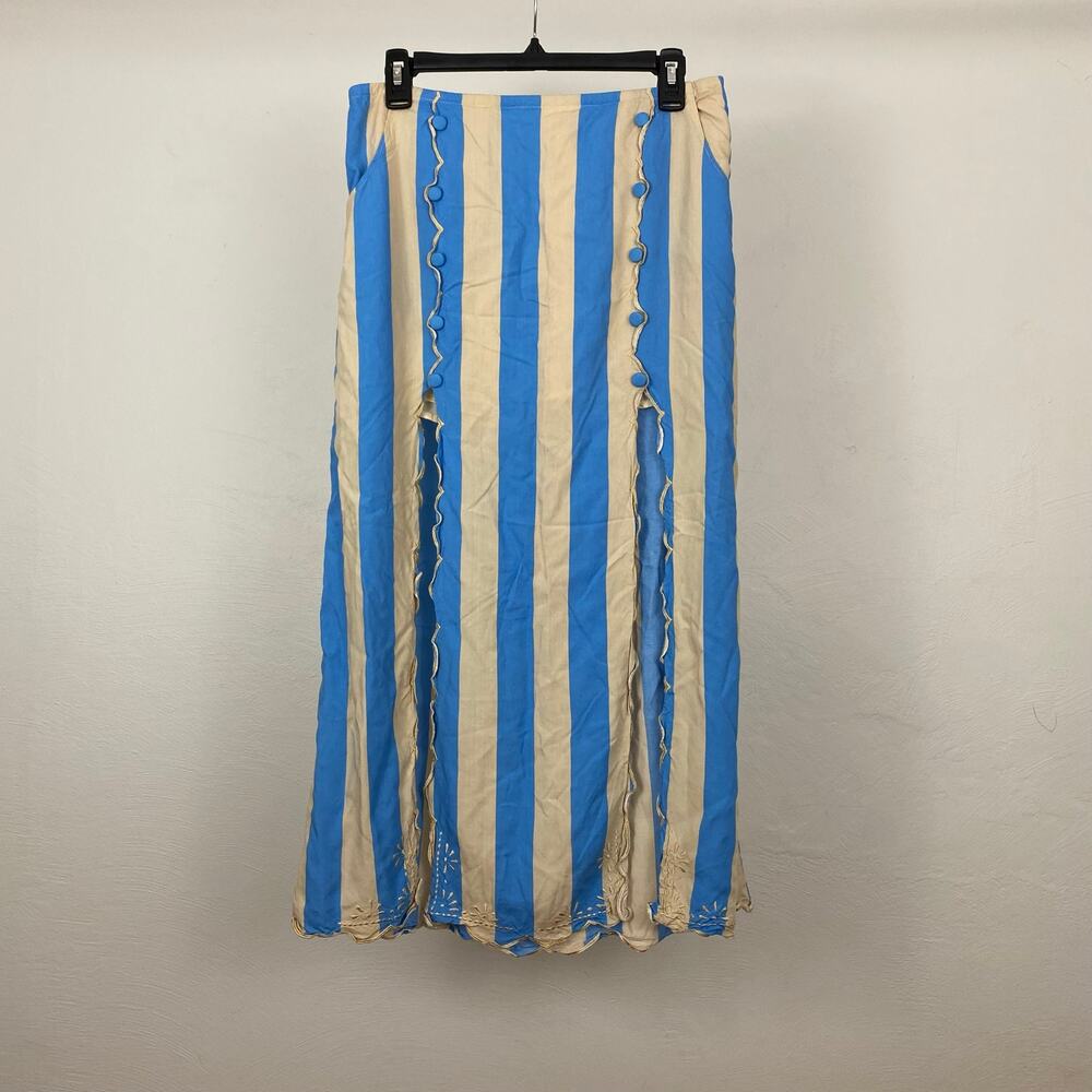 Free People Bali Audrey Set (Skirt Only) - Blue/Cream Stripe - Large